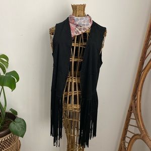 Blank NYC Friday Fever Fringe Vest in Black